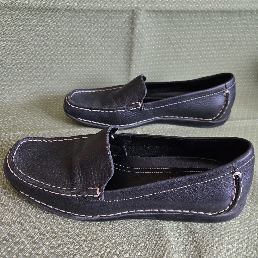 Liz Claiborne Nolia Black Leather Loafers, 7M